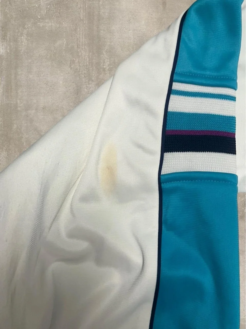 Vintage retro Members Multi Gender Only White Track Jacket Blue Stripe Full Zip